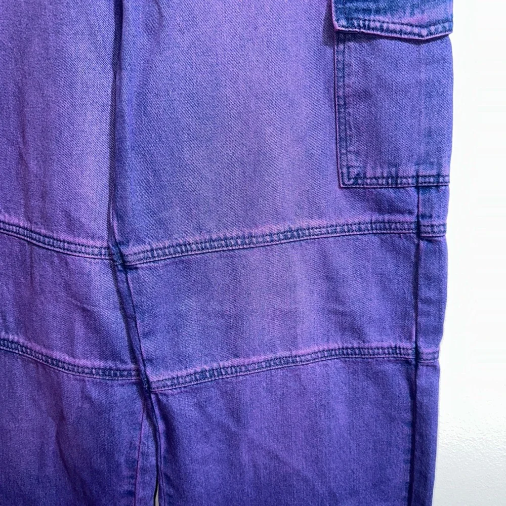 Habitual Girl Kids Purple Acid Wash High Waist Cargo Wide Leg Jeans Size 16
